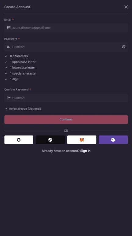 500 Casino registration