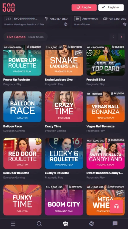 500 Casino live casino