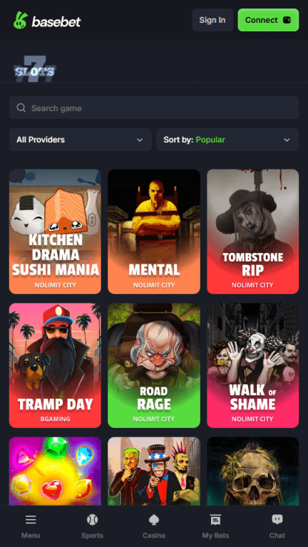 BaseBet slots lobby