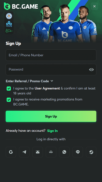 BC Game registration
