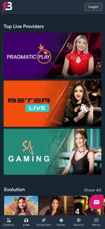 BetPlay Casino live dealer section