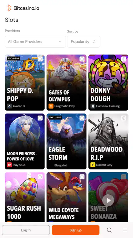 Bitcasino Games Selection