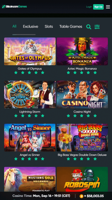 Bitcoin.com Games lobby
