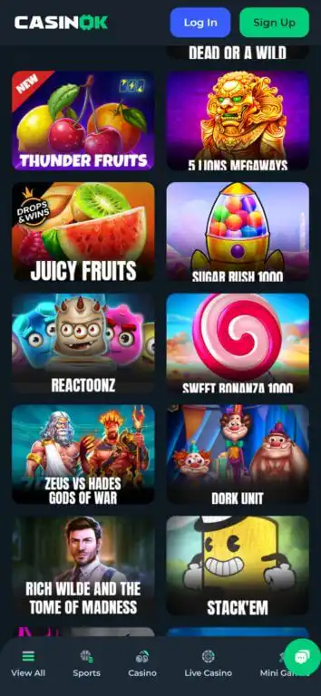 CasinoK slots games collection featuring Pragmatic Play and other provider titles