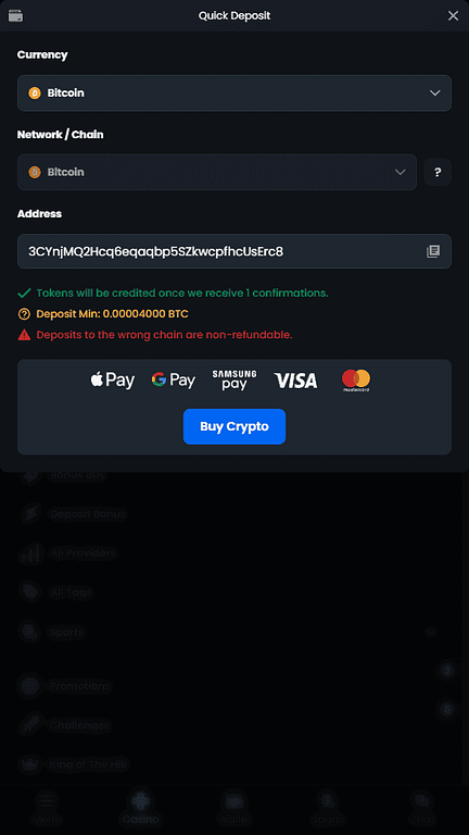 Chips.gg deposit window