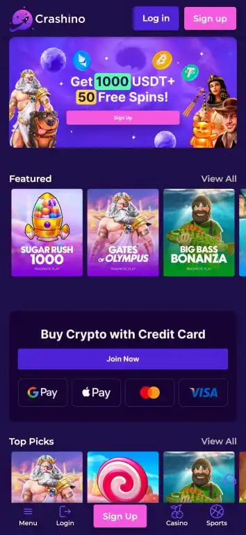 Crashino mobile casino website
