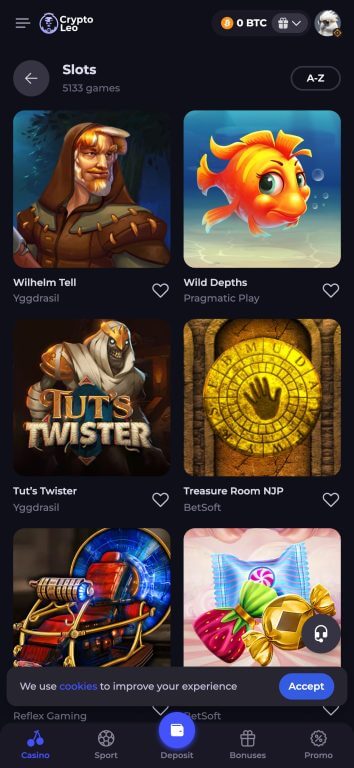 CryptoLeo slots section