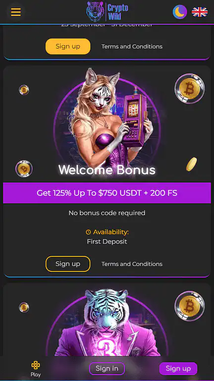 CryptoWild welcome bonus