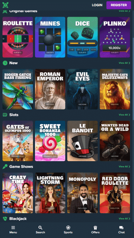 Duelbits game selection