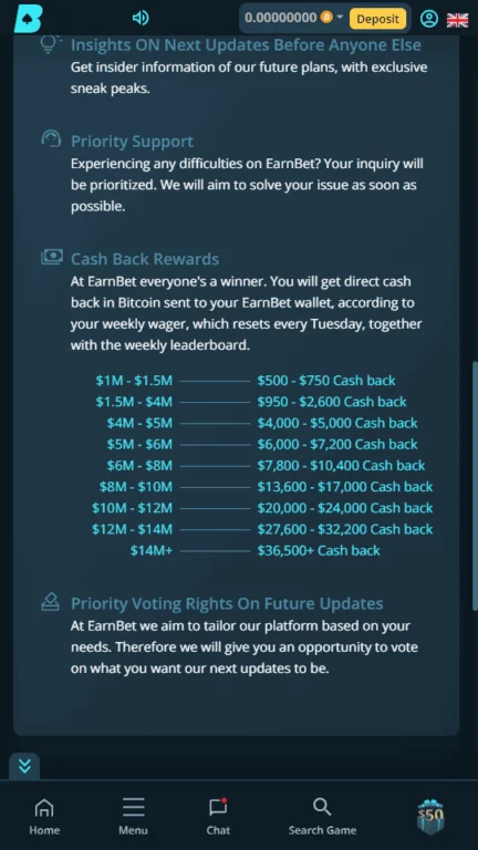 EarnBet VIP club