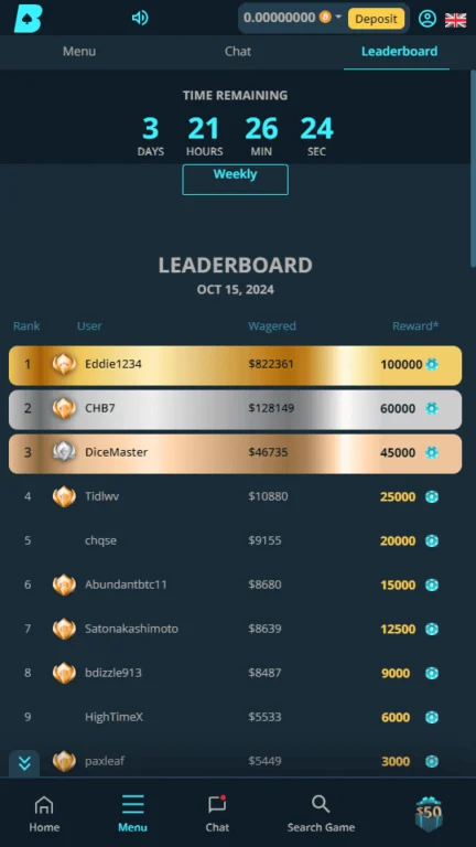 EarnBet leaderboard