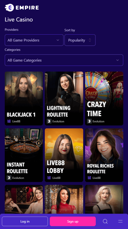 Empire Casino live casino