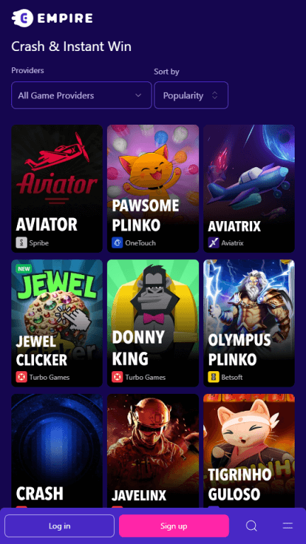 Empire Casino crash games