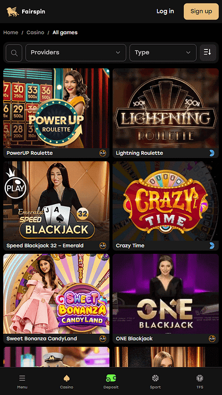 Fairspin live games