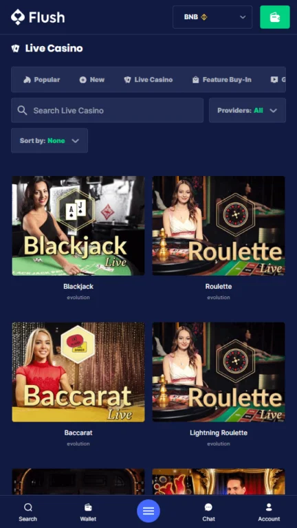 Flush Casino live games