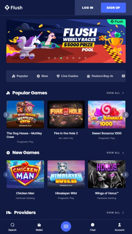 Flush Casino homepage