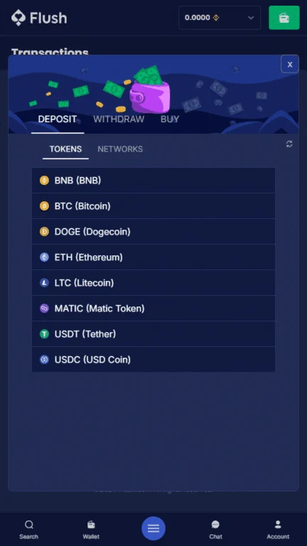 Flush Casino transactions