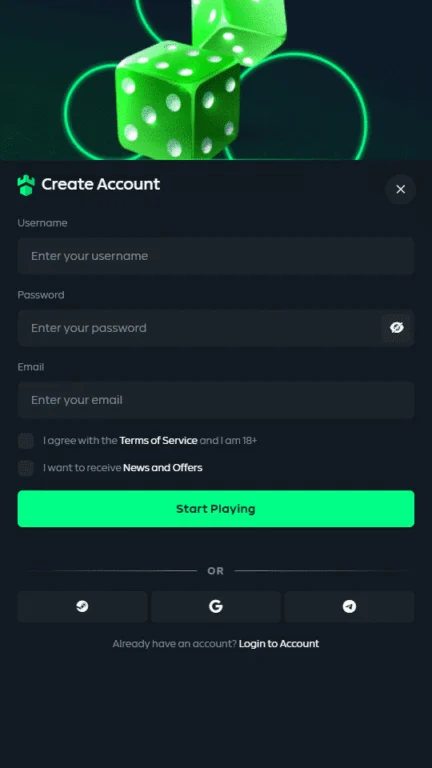 Gamdom account creation