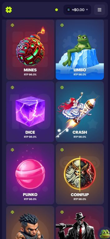 Luck.io's classic games section
