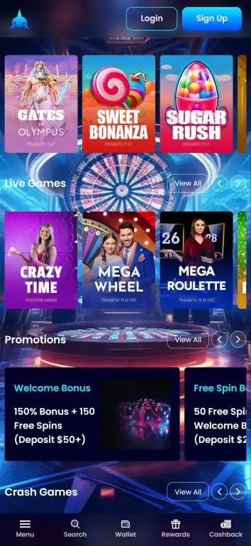 Lucky Whale Casino's mobile interface