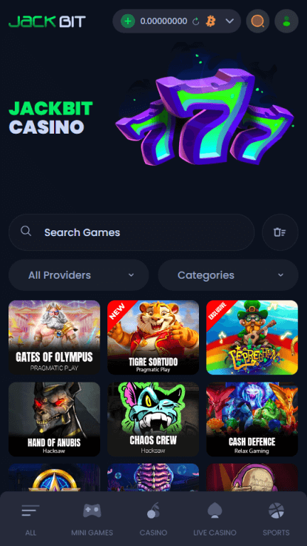 JackBit game lobby