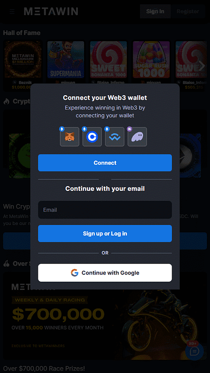 MetaWin wallet connection