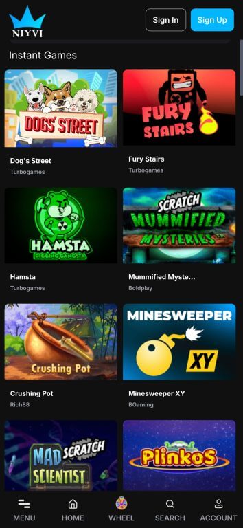 NIYVI Casino instant games