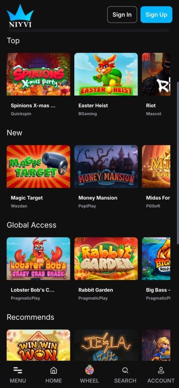 NIYVI Casino slot library