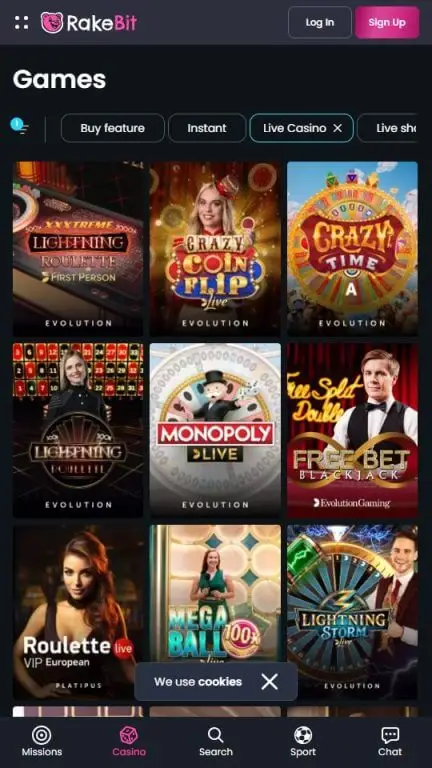 Rakebit live casino