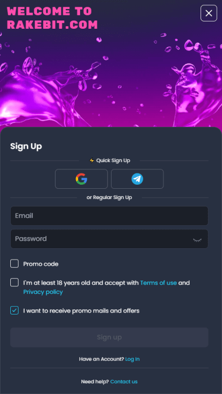Rakebit VIP page