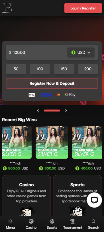 RealBet's mobile browser experience