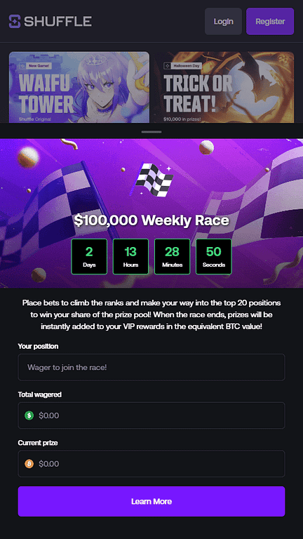 Shuffle weekly race