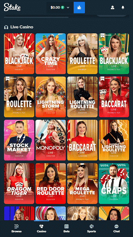Stake Casino live games