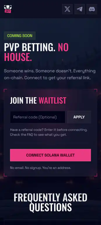 TAUNT's mobile landing page
