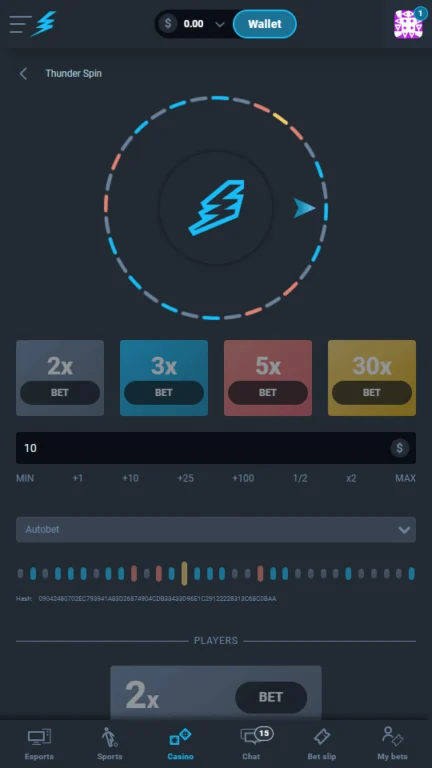 Thunderpick Spin game