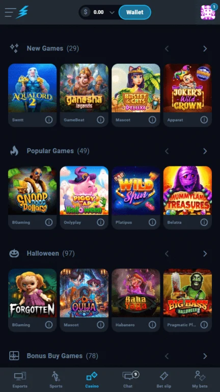 Thunderpick casino lobby