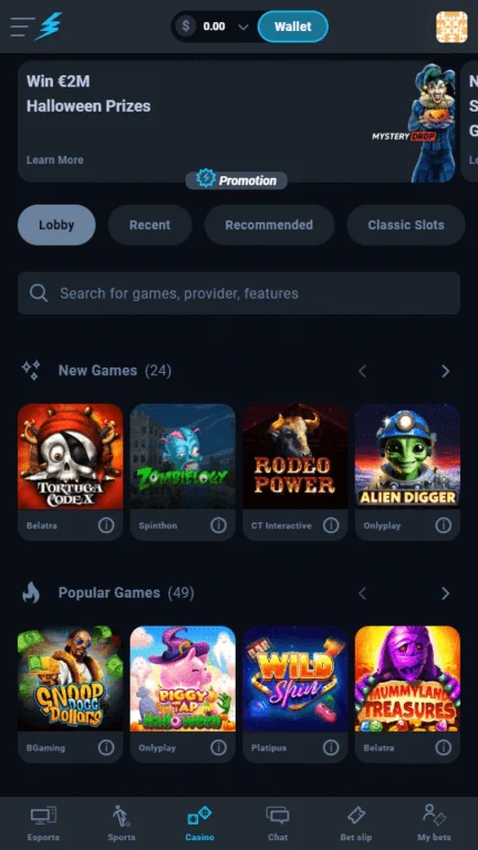 Thunderpick casino homepage