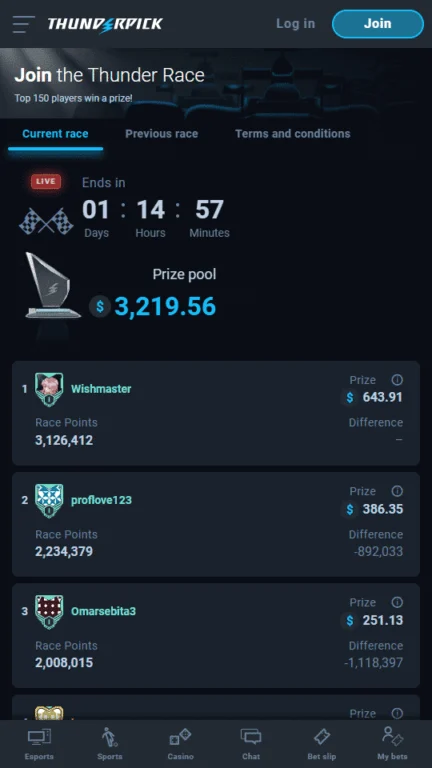 Thunderpick races
