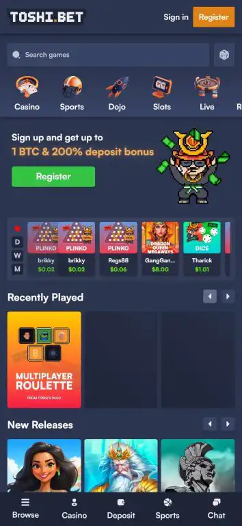 Toshi.Bet main page