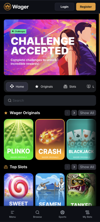 Wager's mobile site is fully optimised for on-the-go play — no app download required