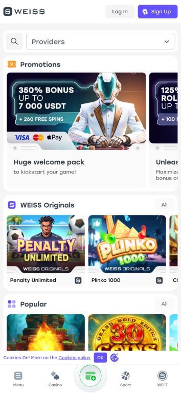 Weiss Casino homepage