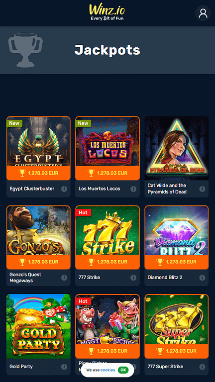 Winz.io jackpot games