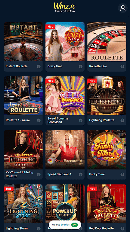 Winz.io live casino