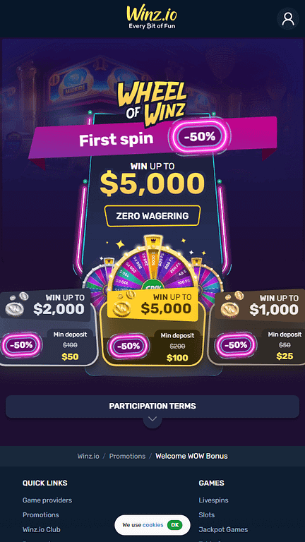 Winz.io Welcome WOW Bonus