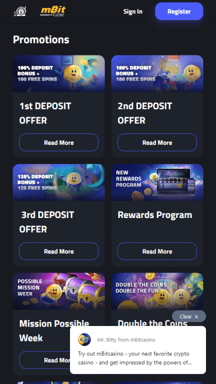 mBit Casino promotions