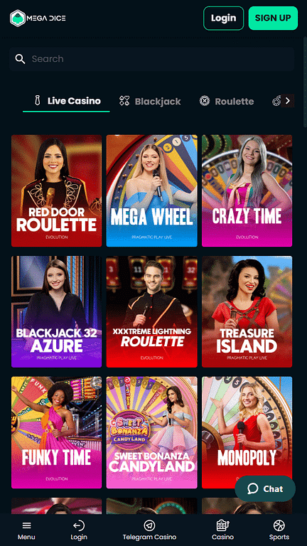 Mega Dice live casino