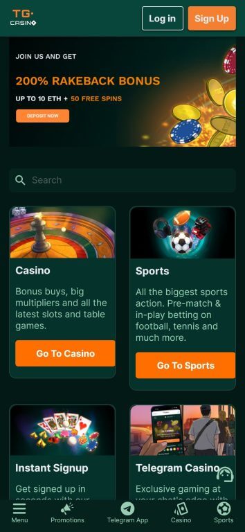 TG Casino Home Page