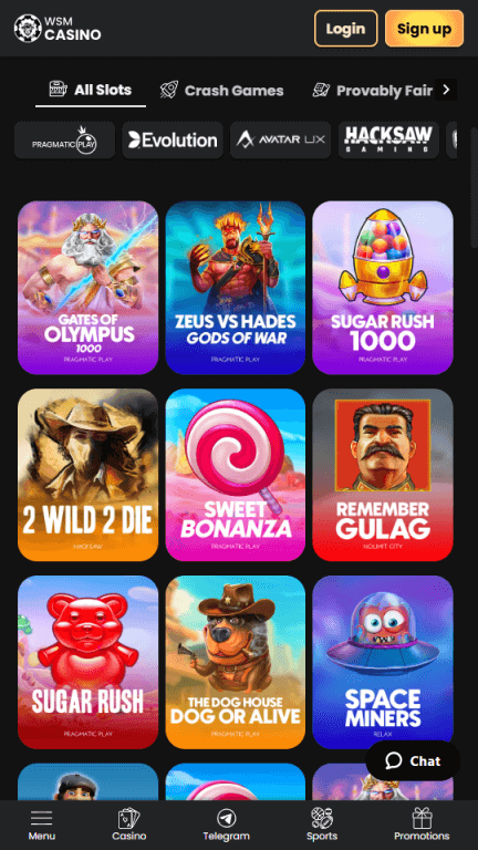 WSM Casino slots lobby