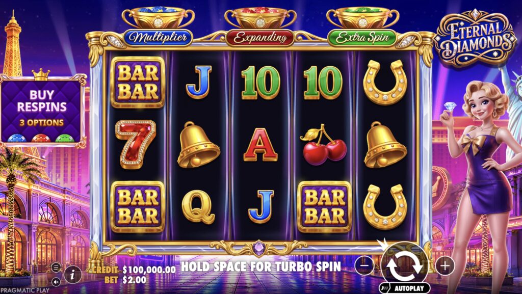 Eternal Diamonds slot base game reels by Pragmatic Play