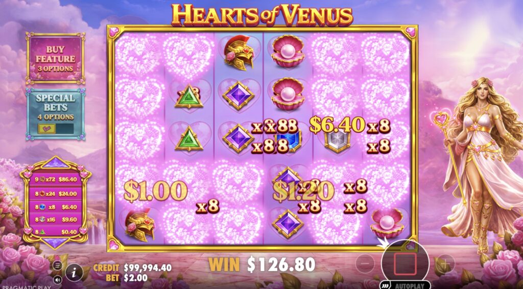 Hearts of Venus slot multiplier spots win by Pragmatic Play